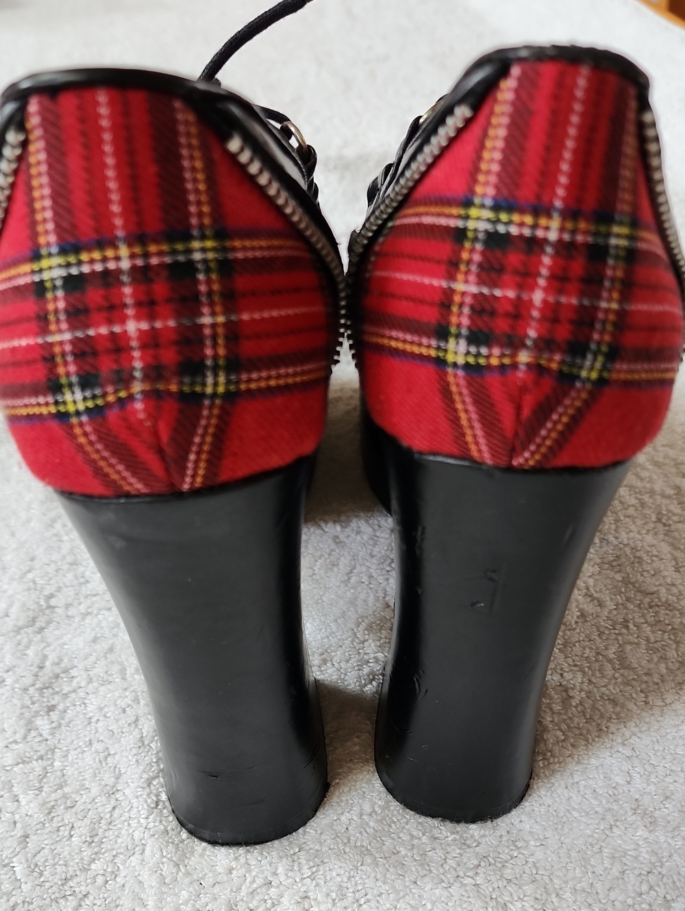 Demonia Women's Charade Black With Red Plaid Platform Shoes Size 9 Preowned - Picture 8 of 10